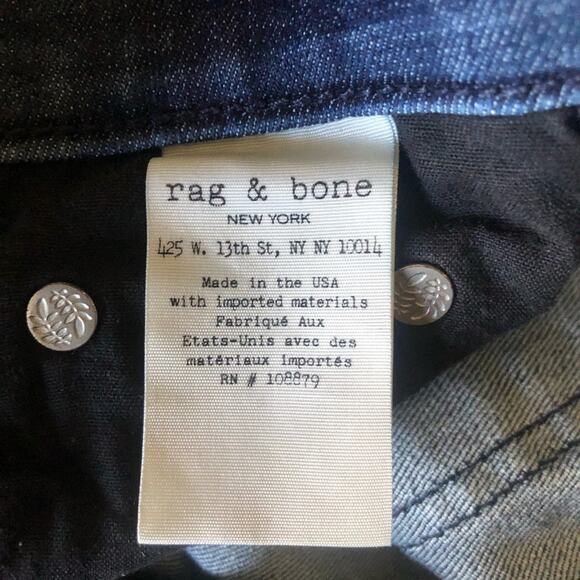 Rag And Bone High Rise Whiskered Faded Ankle Skinny Jeans, Indigo Color, 24 - Picture 14 of 15